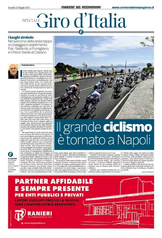 Prima-pagina-corriere del mezzogiorno-del-2025-05-12